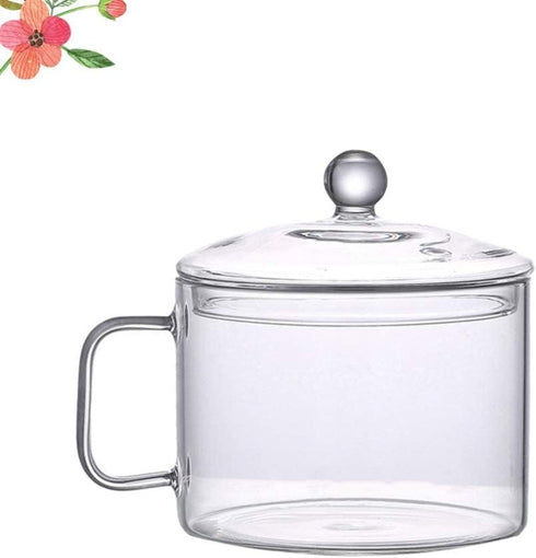 Glass Saucepan with Cover, Glass Cookware for Stove, Instant Noodles Pot, Clear Cooking Pot
