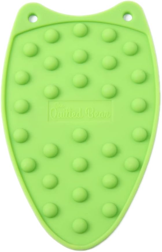 The Quilted Bear Mini Iron Rest, Silicone Heat Resistant Pad for Travel and Mini Quilting Iron Use (Green)