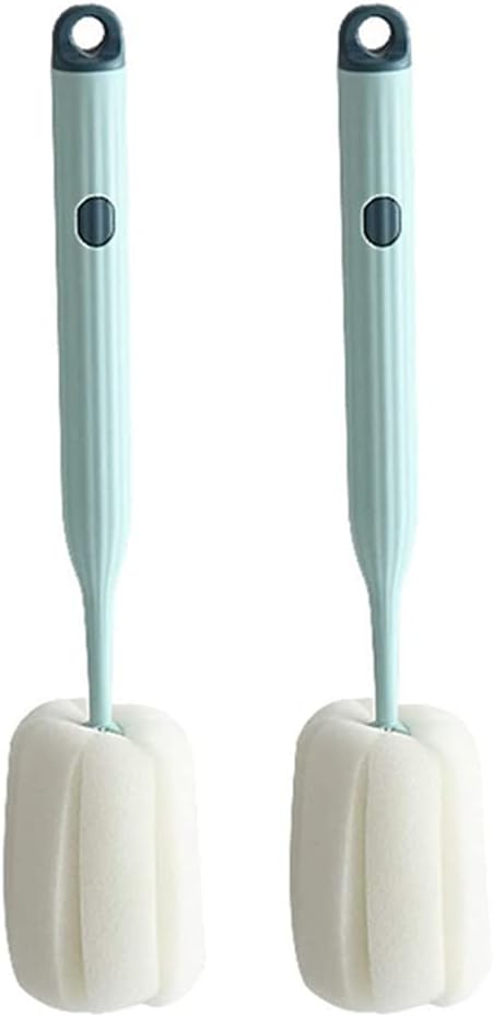 AKOAK Sponge Cleaning Brush 1 Pack, Plastic Handle Baby Bottle Brush, 360 Degree Rotation, Light Blue Household