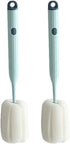 AKOAK Sponge Cleaning Brush 1 Pack, Plastic Handle Baby Bottle Brush, 360 Degree Rotation, Light Blue Household