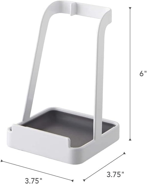 YAMAZAKI Home Ladle Holder, Lid Stand for Utensils in Kitchen, Steel, Water Resistant, White