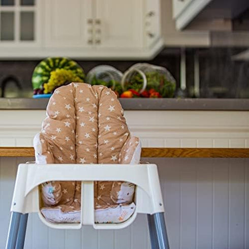Cushion Washable & Reversible One-Piece Cotton Seat Pad for IKEA High Chair Accessories, Compatible with Antilop (Brown