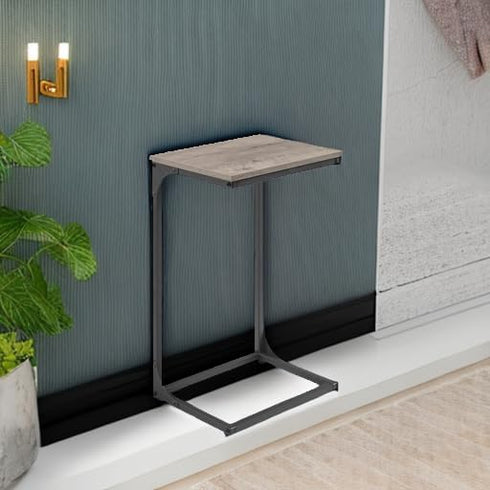 ULET353B02 VASAGLE C-Shaped End Table, Side Table for Sofa, Couch Table with Metal Frame, Small TV Tray Table