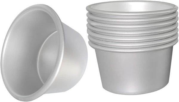 Pudding Cups Molds, Individual Popover Pan, 8 Pieces Aluminium Baking Maker (3.74 x 2 x 2.87 Inch)