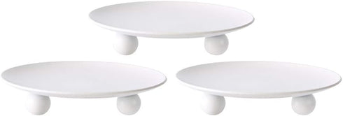 Scwhousi White Iron Plate Candle Holder - Set of 3 Decorative Iron Pillar Candle Holders for Wax Candles