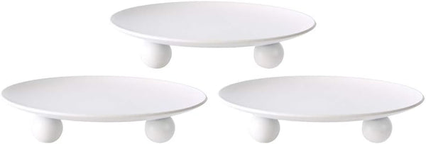 Scwhousi White Iron Plate Candle Holder - Set of 3 Decorative Iron Pillar Candle Holders for Wax Candles