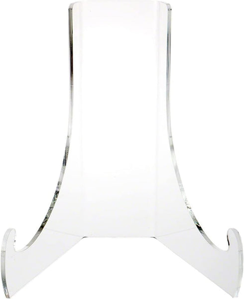White Small Artwork Display Stand, Clear Acrylic Plate Stable Countertop Holder for Tea, Bricks, Books, Magazines