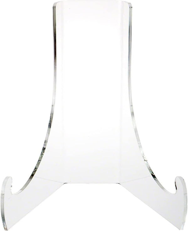 White Small Artwork Display Stand, Clear Acrylic Plate Stable Countertop Holder for Tea, Bricks, Books, Magazines
