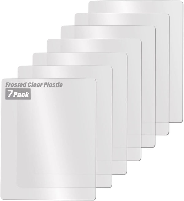 Fotouzy Plastic Cutting Board Set of 7, Frosted Clear Flexible Mats, BPA-Free, Non-Porous, Dishwasher Safe, Transparent