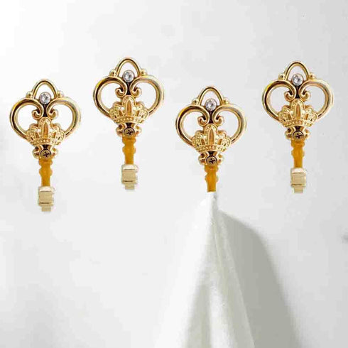 Crown Curtain Wall Hook for Household Clothes Hanging, Window Drapery Medallion Holdbacks, Gold