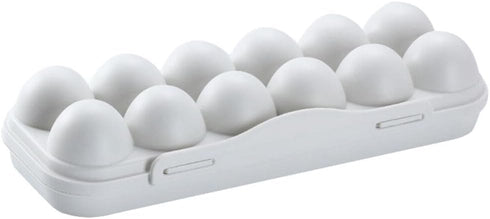 Egg Holder Refrigerator Storage Container, 12 Count Plastic Covered Egg Tray, Dozen-section Carrier Bin with Lid
