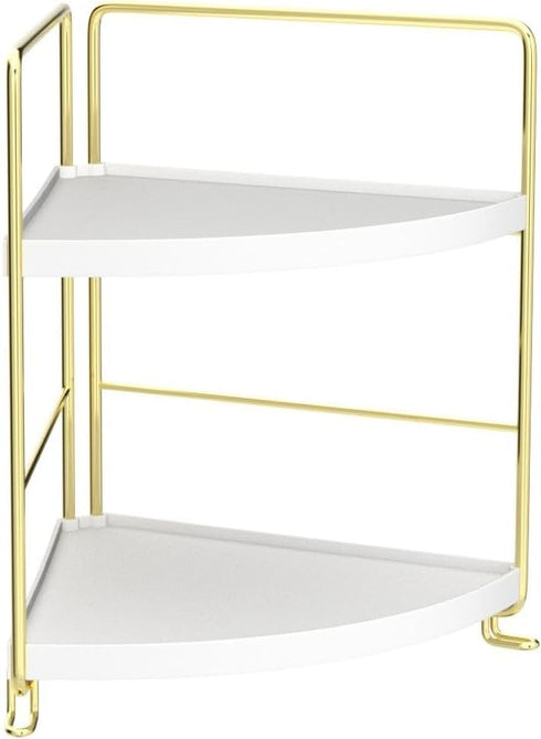 2-Tier Counter Countertop FSyueyun Corner Bathroom Organizer, Tool-Less Installation Vanity Shelf Small Plastics Makeup