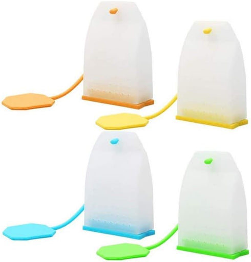 4 Pack Reusable Silicone Tea Bags, Loose Leaf Tea Infuser Strainer Set for Tea Cups Mugs and Teapots