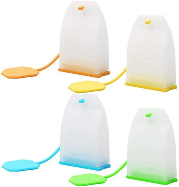 4 Pack Reusable Silicone Tea Bags, Loose Leaf Tea Infuser Strainer Set for Tea Cups Mugs and Teapots