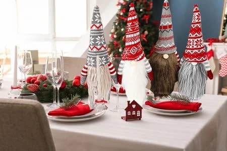 Doiaz 4 Pack Wine Covers Christmas Gnome Handmade Tomte Swedish Wine Bottle Toppers Decorative Santa Scandinavian Gift