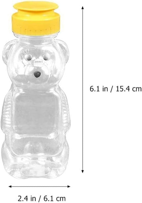BWESOO 2Pcs 8 Oz Yellow Plastic Bear Honey Bottle Jars, Empty Honey Squeeze Bottle with Flip-top Lid for Storing