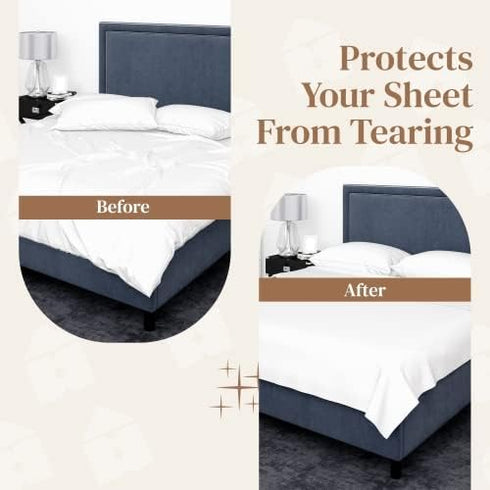 FeelAtHome Bed Sheet Holder Straps - Criss-Cross Suspenders Keep Fitted/Flat Sheets in Place for Twin Queen King