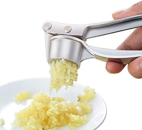Garlic Press Heavy Duty Stainless Zinc Alloy Mashed Garlic Crusher Peeler Chopper Maker