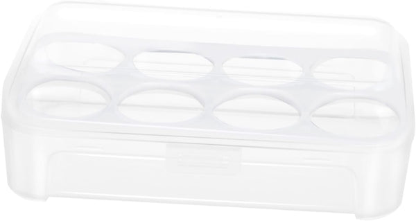 8 Box Fridge Egg Keeper Holder Mini Condiment Bottles, Egg Organizer for Refrigerator, Egg Carrier, White