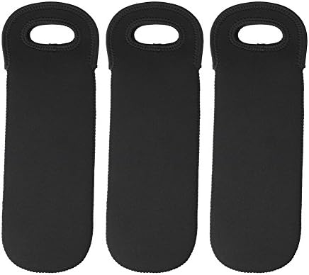 3 Pcs Wine Carrier Tote Bag, Neoprene Insulated Travel Sleeves for Wine Beer Bottles, Black