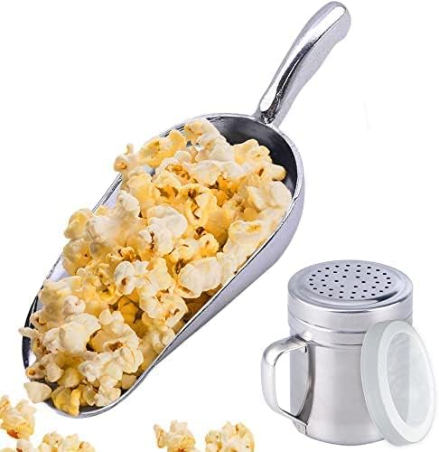 CUSINIUM Aluminium Popcorn Scoop with Popcorn Salt Shaker and Handle Bundle