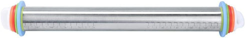 Stainless Steel Rolling Pin, Non-stick Adjustable Cake Dough Roller with Thickness Ring, Bakeware Tool