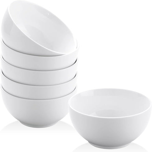 Yedio Small Bowls Set, White Ceramic Bowls of 6, 10 oz Porcelain Bowl for Kitchen Dessert Rice Side Dish