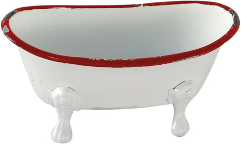Foreside Home & Garden Red Rim White Enamel Soap Dish - Bathtub