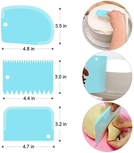 Cake Scraper Set of 9 Packs, Cake Decorating Comb Icing Smoother for Decorating Cake, Plastic Baking Tool (Blue)