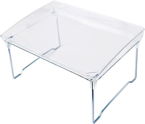 Teensery Clear Acrylic Cabinet Shelf, Foldable Kitchen Counter Shelf Rack, Stackable Storage Organizer for Bathroom