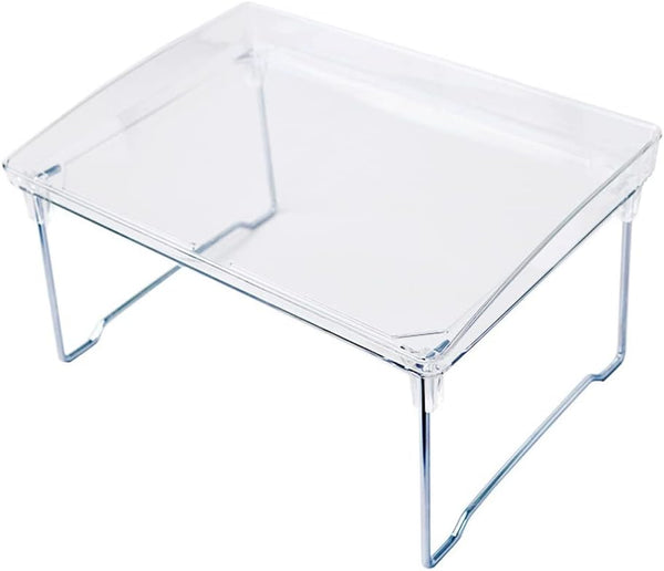 Teensery Clear Acrylic Cabinet Shelf, Foldable Kitchen Counter Shelf Rack, Stackable Storage Organizer for Bathroom