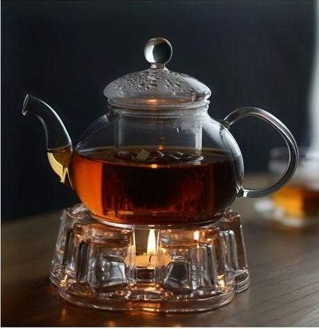 Sun's Tea Universal Solid Crystal Glass Teapot Warmer, Tealight Warmer, Candle Never Flames Out