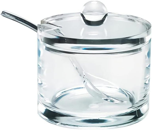 J&M DESIGN Clear Acrylic Sugar Bowl with Lid and Spoon, 8 oz Container Jar for Coffee Bar Accessories and Baking