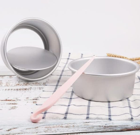 Othmro 5 Pcs Round Cake Pans with Removable Loose Bottom, Nonstick Aluminum Alloy Bakeware, Silver