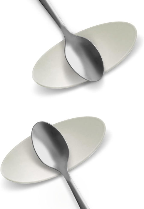 Carrotez Small Silicone Coffee Spoon Rest, 2 pcs, Flexible Almond-Shaped for Kitchen Utensil Rest (Ivory)