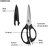 Farberware 4 in 1 Multipurpose Kitchen Scissors, Stainless Steel with Blade Cover, Black