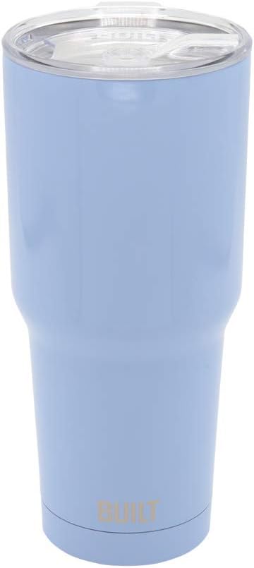 BUILT Double Walled Stainless Steel Tumbler Set with Replacement Lid, 30-ounces, 2 Reusable Tritan Wire Straw Cleaning