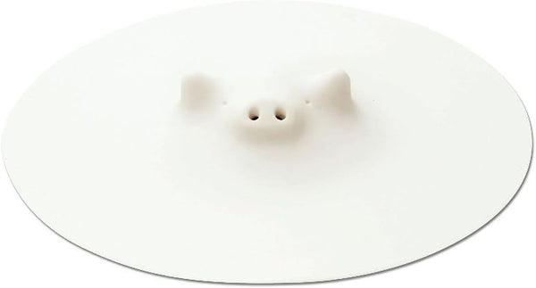 K900 Pig Drop Lid, Large, 8.5 inches, Silicone/White, Microwave/Dishwasher Safe