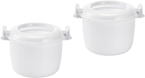 Microwave Rice Cooker Rice Steamer: 2pcs Round Microwave Food Container for Cooking Rice, Chicken, and Pasta