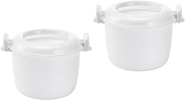 Microwave Rice Cooker Rice Steamer: 2pcs Round Microwave Food Container for Cooking Rice, Chicken, and Pasta