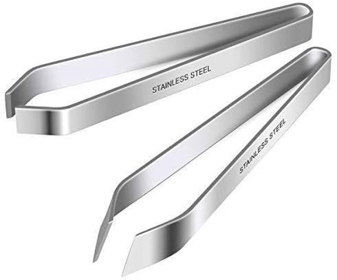 2 Pieces Fish Bone Tweezers, Stainless Steel Flat and Slant Tweezers, Pliers Remover Tool (4.6")