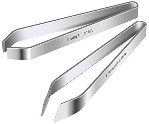 2 Pieces Fish Bone Tweezers, Stainless Steel Flat and Slant Tweezers, Pliers Remover Tool (4.6")