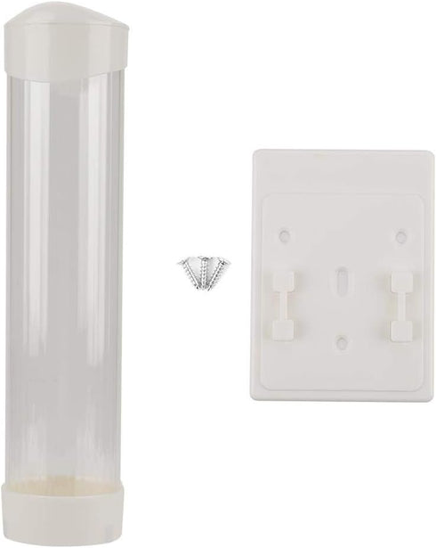 Paper Plastic Cup Dispenser for 60-80 Cups - One Touch Button Holder (White)