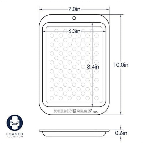 Nordic Ware Naturals Compact Crisping Tray - Natural Uncoated Aluminum, Safe for Toaster Oven and Broiler