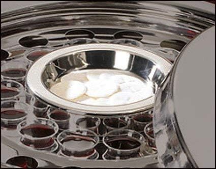 Communion Tray Center Bread Plate (Silver Finish, Stainless Steel, 4 3/4" Diameter)