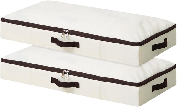 AMJ 2-Pack 4 Height Under-Bed Storage Baskets | Foldable Fabric Drawers for