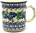 Polish Pottery Mug, Straight Sided, Blue Berries