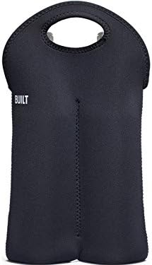 BUILT 2B-BLK Neoprene Wine/Water Bottle Carry Tote, 2-Bottle, Stain Resistant, Black