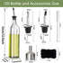 Olive Oil Dispenser Bottle Set, 2 Pcs Glass with Stainless Steel Pourers, Labels, Brush, Funnel, 500ml