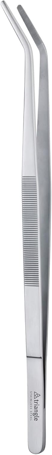triangle Chef’s and Barbecue Tweezers, 13.8 in. (35 cm), Stainless Steel Culinary Tweezers for Grilling, Dishwasher Safe